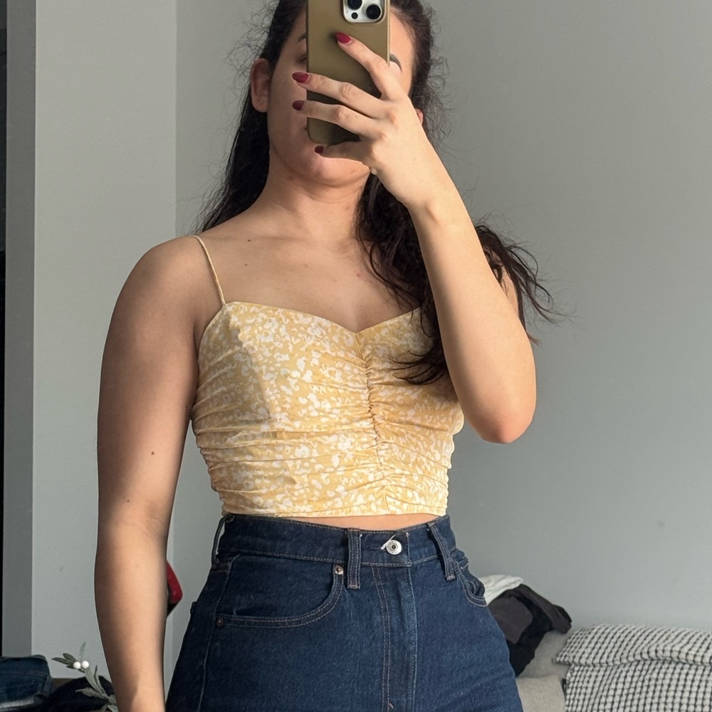 Abercrombie & Fitch Yellow Floral Crop Top